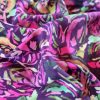 Tesatura din matase naturala -  crepe de chine cu design floral exotic, Cyclamen Verde - imagine 8