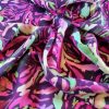 Tesatura din matase naturala -  crepe de chine cu design floral exotic, Cyclamen Verde - imagine 4