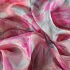Tesatura din matase naturala -  crepe de chine cu design floral, Nuanțe de roz
