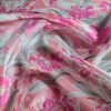 Tesatura din matase naturala -  crepe de chine cu design floral, Nuanțe de roz - imagine 4
