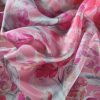 Tesatura din matase naturala -  crepe de chine cu design floral, Nuanțe de roz - imagine 5