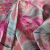 Tesatura din matase naturala -  crepe de chine cu design floral, Nuanțe de roz - imagine 2