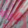 Tesatura din matase naturala -  crepe de chine cu design floral, Nuanțe de roz - imagine 3