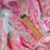 Tesatura din matase naturala -  crepe de chine cu design floral, Nuanțe de roz - imagine 7