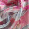 Tesatura din matase naturala -  crepe de chine cu design floral, Nuanțe de roz - imagine 8