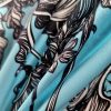 Tesatura din matase naturala - crepe de chine - design fauna marină, Bleu/Negru/Alb - imagine 2