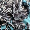 Tesatura din matase naturala - crepe de chine - design fauna marină, Bleu/Negru/Alb - imagine 3