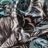Tesatura din matase naturala - crepe de chine - design fauna marină, Bleu/Negru/Alb - imagine 4