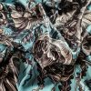 Tesatura din matase naturala - crepe de chine - design fauna marină, Bleu/Negru/Alb - imagine 7