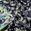 Tesatura din matase naturala - crepe de chine , design cu bordură bilaterală,  Negru Verde Alb