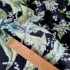 Tesatura din matase naturala - crepe de chine , design cu bordură bilaterală,  Negru Verde Alb - imagine 2