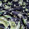 Tesatura din matase naturala - crepe de chine , design cu bordură bilaterală,  Negru Verde Alb - imagine 7