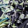 Tesatura din matase naturala - crepe de chine , design cu bordură bilaterală,  Negru Verde Alb - imagine 4