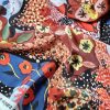 Tesatura crepe de chine din matase naturala - Imprimeu floral, Multicolor - imagine 6