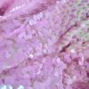 Tesatura cu paiete glamour pe suport de tulle elastic, Roz fondant - imagine 4