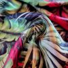Tesatura din matase naturala - tip jacquard -  design exotic, Verde/Rosu/Negru - imagine 8