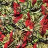Tesatura din matase naturala - tip jacquard -  design exotic, Verde/Rosu/Negru - imagine 6