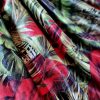 Tesatura din matase naturala - tip jacquard -  design exotic, Verde/Rosu/Negru - imagine 3