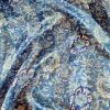 Tesatura jacquard din matase naturala -  motiv floral, Albastru Alb Bleu - imagine 9