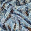 Tesatura jacquard din matase naturala -  motiv floral, Albastru Alb Bleu - imagine 8