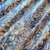 Tesatura jacquard din matase naturala -  motiv floral, Albastru Alb Bleu - imagine 6