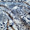 Tesatura jacquard din matase naturala -  design floral, Bleumarin/Ivoire - imagine 2