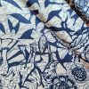 Tesatura jacquard din matase naturala -  design floral, Bleumarin/Ivoire - imagine 3
