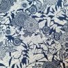 Tesatura jacquard din matase naturala -  design floral, Bleumarin/Ivoire - imagine 4