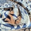 Tesatura jacquard din matase naturala -  design floral, Bleumarin/Ivoire - imagine 8