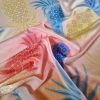 Tesatura Jacquard din matase naturala tip panou - design exotic, Piersiciu Albastru Galben - imagine 8