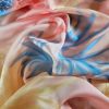 Tesatura Jacquard din matase naturala tip panou - design exotic, Piersiciu Albastru Galben - imagine 5
