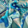 Tesatura din matase naturala - design abstract, Albastru/Turcoaz/Bleu - Cupon - imagine 7