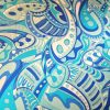 Tesatura din matase naturala - design abstract, Albastru/Turcoaz/Bleu - Cupon - imagine 6