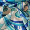 Tesatura din matase naturala - design abstract, Albastru/Turcoaz/Bleu - Cupon - imagine 2