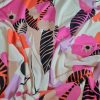 Tesatura din matase naturala - crepe de chine - design floral, Multicolor - imagine 2
