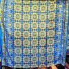 Tesatura fina din matase naturala - cu Imprimeu tip vitraliu, Albastru/Galben/Alb - imagine 8