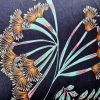 Tesatura din matase naturala fluida satinata - design floral, Bleumarin Turcoaz - imagine 10