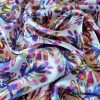 Tesatura din matase naturala satinata - design floral, Nuanțe de Mov - imagine 3