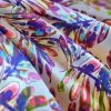 Tesatura din matase naturala satinata - design floral, Nuanțe de Mov - imagine 4