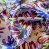 Tesatura din matase naturala satinata - design floral, Nuanțe de Mov - imagine 2