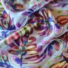 Tesatura din matase naturala satinata - design floral, Nuanțe de Mov - imagine 7