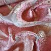 Organza cu design floral și insertii de lurez, Roz/Auriu/Alb - imagine 2