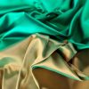 Tafta duchesse cu fata dublă  - design cameleon, Verde/Mustar/Auriu