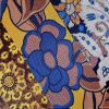 Tesatura twill din matase naturala - design cu bordură laterala și motive etno, Albastru Bej Mustar - imagine 5