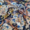 Tesatura twill din matase naturala - design cu bordură laterala și motive etno, Albastru Bej Mustar - imagine 2