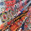 Tesatura twill din matase naturala- Imprimeu cu motive etno, Multicolor - imagine 2