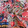 Tesatura twill din matase naturala- Imprimeu cu motive etno, Multicolor - imagine 3