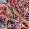 Tesatura twill din matase naturala- Imprimeu cu motive etno, Multicolor - imagine 8