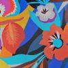 Tesatura twill din mătase naturala- design floral,  Multicolor - imagine 3