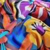 Tesatura twill din mătase naturala- design floral,  Multicolor - imagine 4